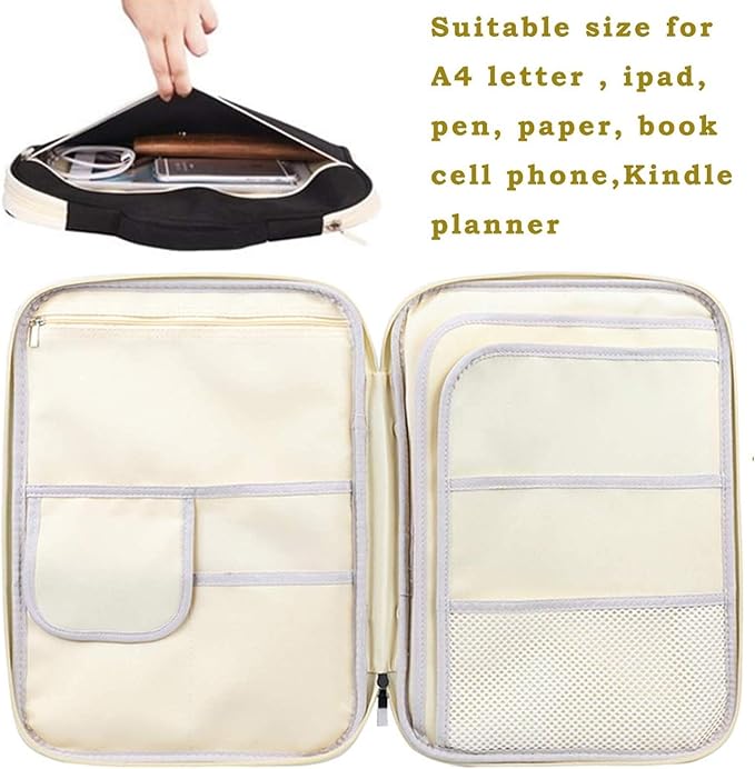 JAKAGO A4 Travel Portfolio Multifunctional Document Organizer Zippered Case - Image 7