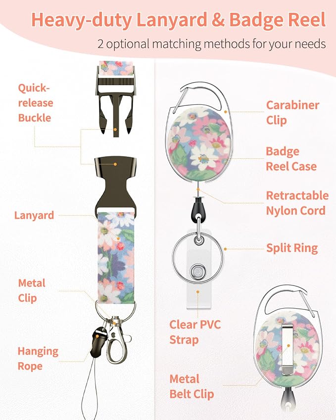 Uniclife Floral Sliding Badge Holder Wild Flower Plastic Case - Image 6