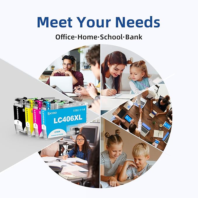 LC406XL Ink Cartridges Compatible for Brother LC406 XL LC406XL LC406 Work with Brother MFC-j4335DW MFC-j6555DW MFC-j4535DW MFC-j5855DW MFC-J6955DW Printer(Black, Cyan, Magenta, Yellow, 4 Packs)-DeskLoop Office