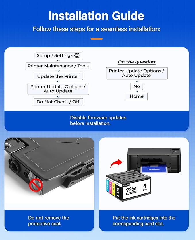 936e 936XL High Yield Ink Cartridges with Chip 4-Pack Set Replacement for HP 936 936e Ink Works with HP OfficeJet Pro 9125e 9135e 9110b 9128e 9130b 9122e 9120e 9730e Printers Black Cyan Magenta Yellow-DeskLoop Office
