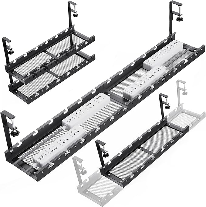 SRJZMLY 31Inch Extendable Under Desk Cable Management Tray Multi-Model Metal by SRJZMLY