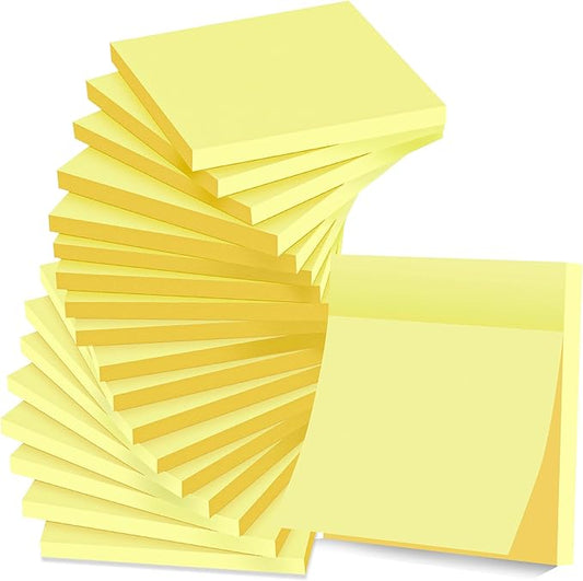 (18 Pack) Sticky Notes 3x3 in Yellow, Strong Adhesive, Clean Removal, Recyclable, Self-Stick Pads, Easy to Post for Home, Office, Notebook-DeskLoop Office