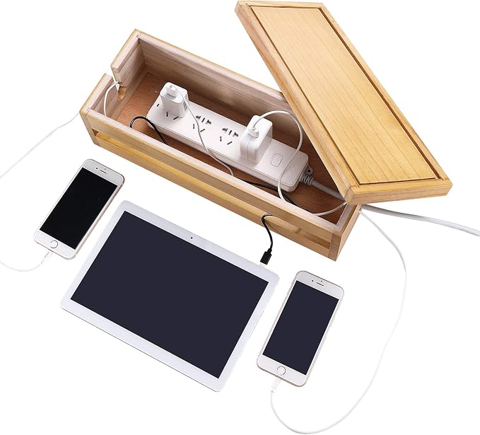 Changsuo Cable Management Box Wooden Cord Organizer Box - Image 3