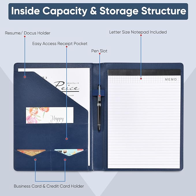 Pacific Mailer Padfolio Portfolio Leather Binder, Interview Legal Document - Image 3