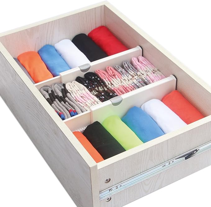 Set of 8 Adjustable Drawer Dividers Organizer Separators Plastic Dresser Organizer for Bedroom, Bathroom, Closet, Office Desk, Kitchen Storage-DeskLoop Office