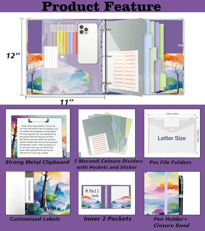 3 Ring Binder 2 Inch for 8.5"x11" Paper, Three Ring Binders - Image 2