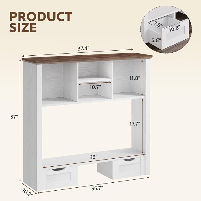 Desk Shelf with Computer Monitor Stand, 37.4''W Desktop Bookshelf Display Rack - Image 2