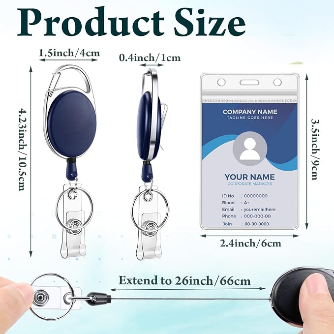 Laumoi 60 Pack Heavy Duty Retractable Badge Holder Reel - Image 2