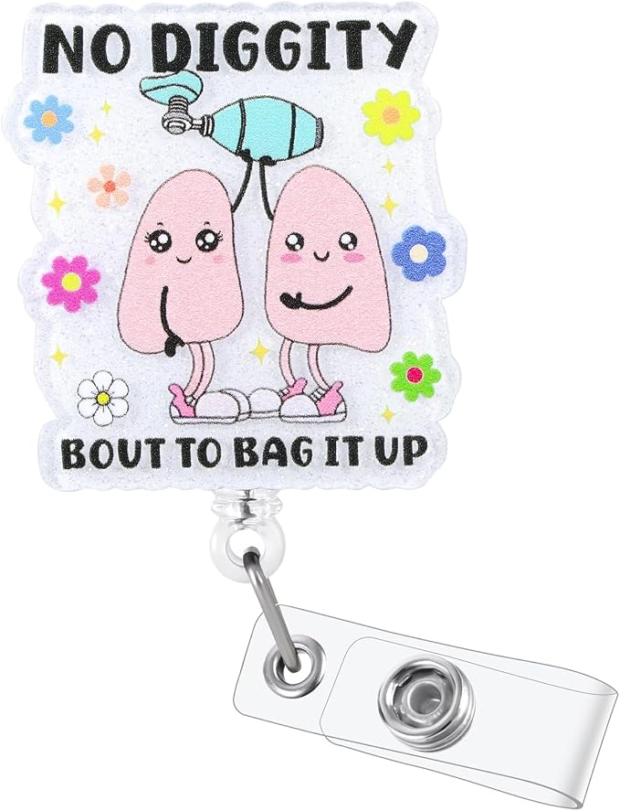 No Diggity Bout to Bag It Up Funny RT Nurse Badge Reel, Cute Lung Retractable by Unknown