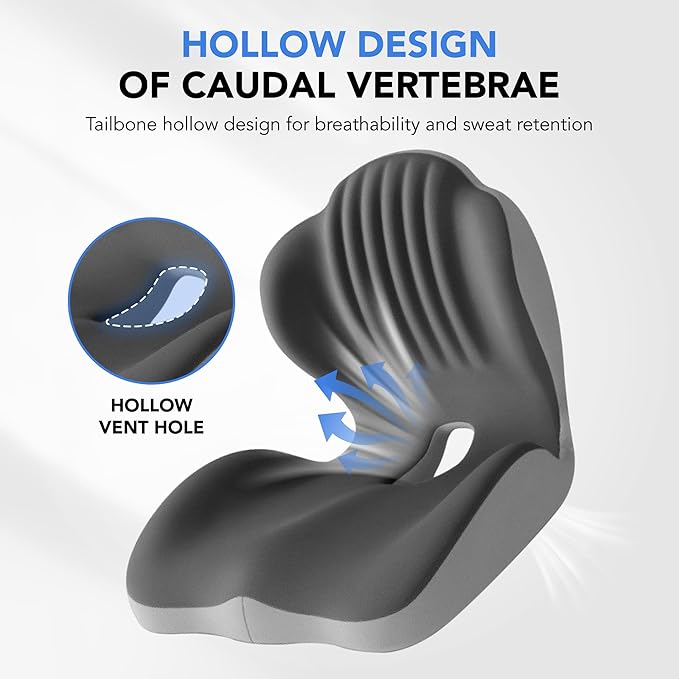 Ergonomic Waist Support and Seat Cushion, L-Shaped Memory Foam Pad, Hollow - Image 3
