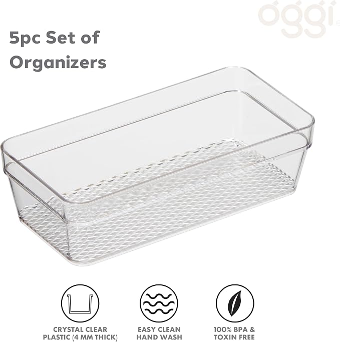 Oggi Set of 5 Clear Drawer Organizers - Image 2