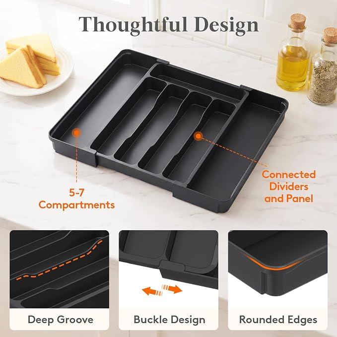 Lifewit Silverware Organizer for Drawer, Expandable Utensil Tray, BPA-Free - Image 9