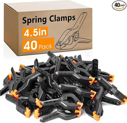 40 Pack 4.5 inch Plastic Spring Clamps, Backdrop Clips, Woodworking Clamps by Unknown