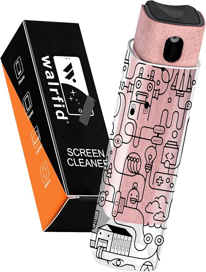 walrfid Graffiti Computer Screen Cleaner, Car Screen Cleaner Spray and Wipe, Electronic Cleaning Spray for Laptop iPad, iPhone, MacBook, TV, Monitor, Tablet Display, with Black Case - Pink-DeskLoop Office