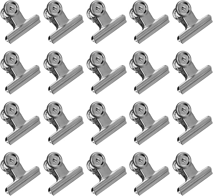 20 Pack Large Metal Hinge Clips, 2 Inch Bull Binder Paper Clips Clamps File by Aniann