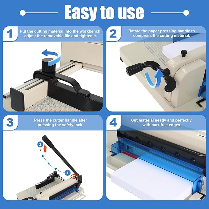 Heavy Duty Paper Cutter, 12 inch Guillotine Paper Cutter Industrial-Grade Steel Blade with Safety Lock, Guillotinas para Cortar Papel Paper Trimmer for Office, School, Crafting Cardstock-DeskLoop Office