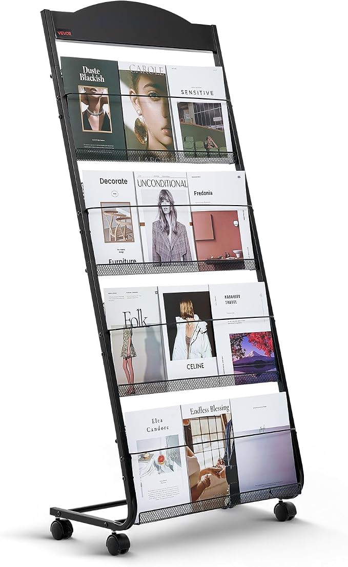 VEVOR Brochure Display Rack, 4-Tier Magazine Literature Display Stand by VEVOR