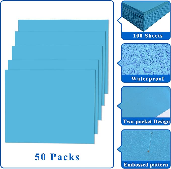 Zzrywuty File folders with Pockets, Light Blue Two folders - Image 5