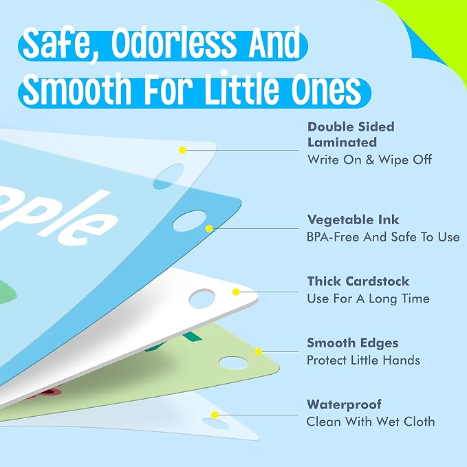 50 PCS Kid First Cognitive Flashcards, Double Sided Printed 7 in 1 Colorful - Image 3