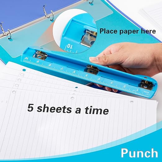 WorkLion Hole Puncher 3 Ring – Blue Portable Metal Hole Punch Single - Image 3