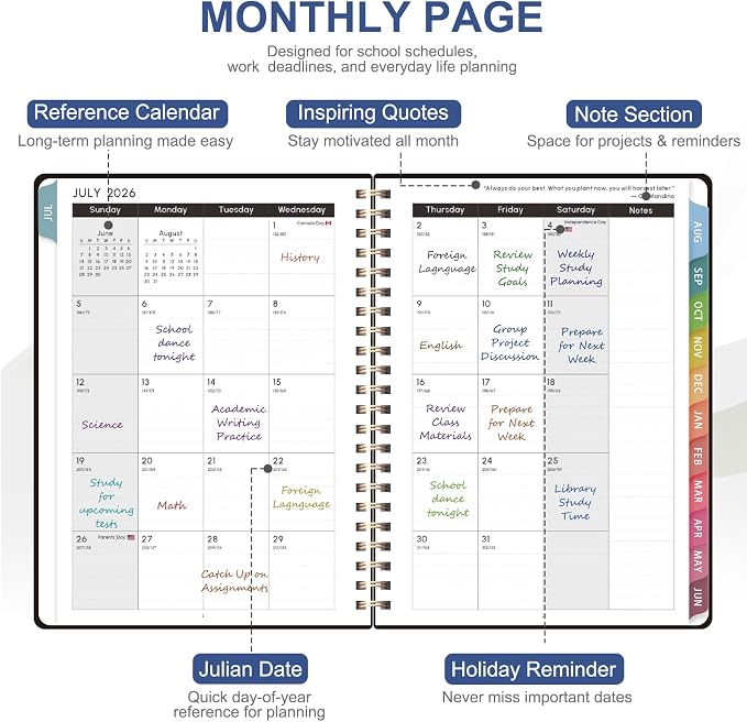 Planner 2026-2027, Weekly and Monthly Academic Year Calendar Planner, July 2026 - Image 3