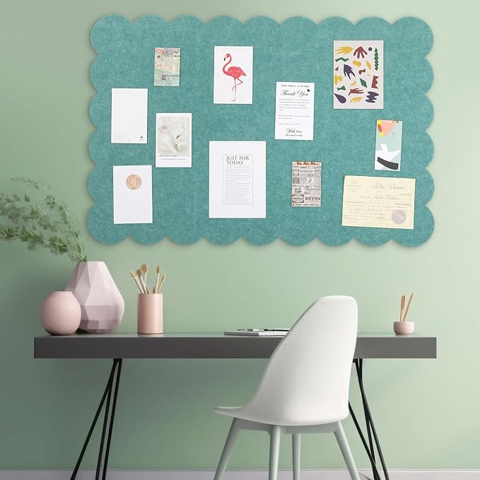 Mooliwe Scalloped Felt Bulletin Board 48 x 36 Inches Foldable Forest Green Pin - Image 5