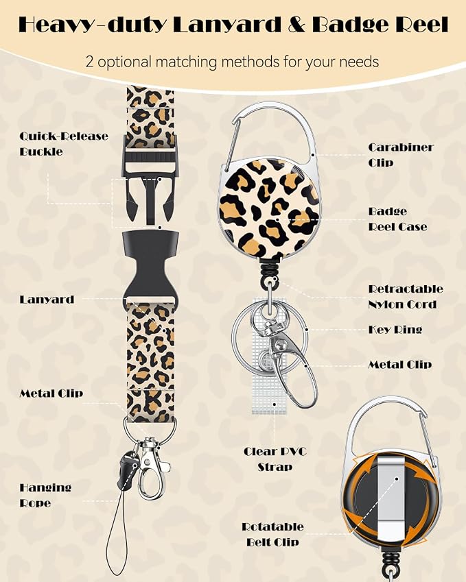 Uniclife Fashionable Sliding Badge Holder Orange Leopard Print Plastic Case - Image 4