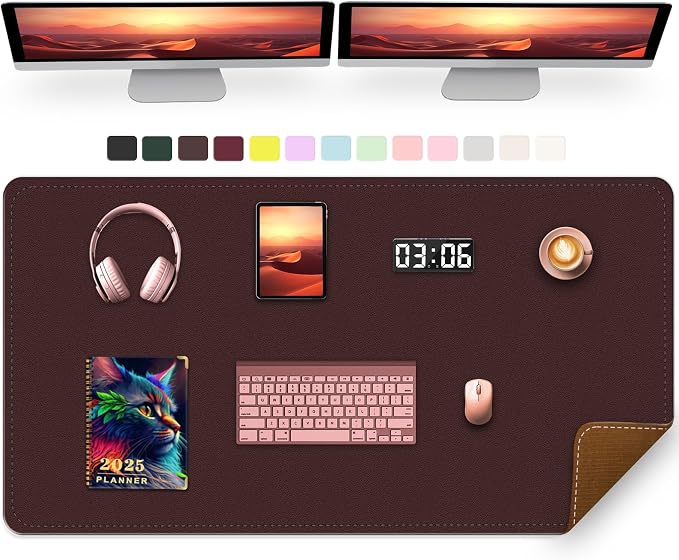 Large PU Leather Desk Pad, 47.2" x 17" Non-Slip Mat by METEOROCK