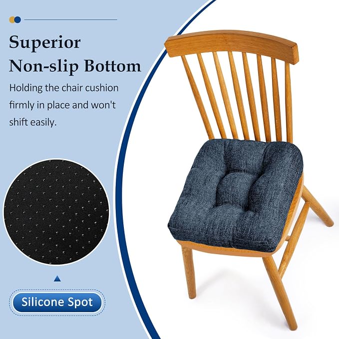 downluxe Chair Cushions for Dining Chairs 4 Pack, Tufted Indoor Chair Pads - Image 3