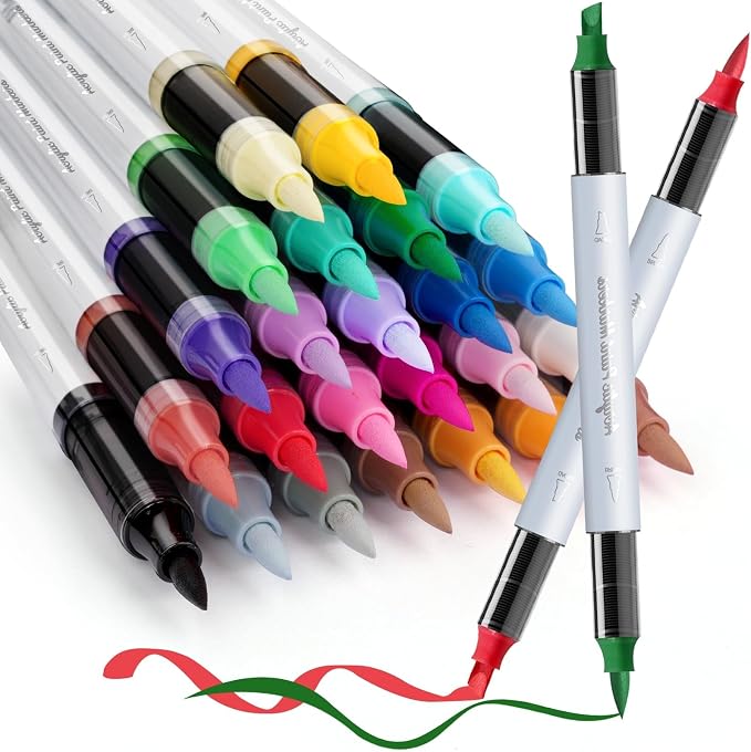 SFAIH Acrylic Paint Creative Markers, 24 Colors, Brush & Chisel, High Coverage by SFAIH