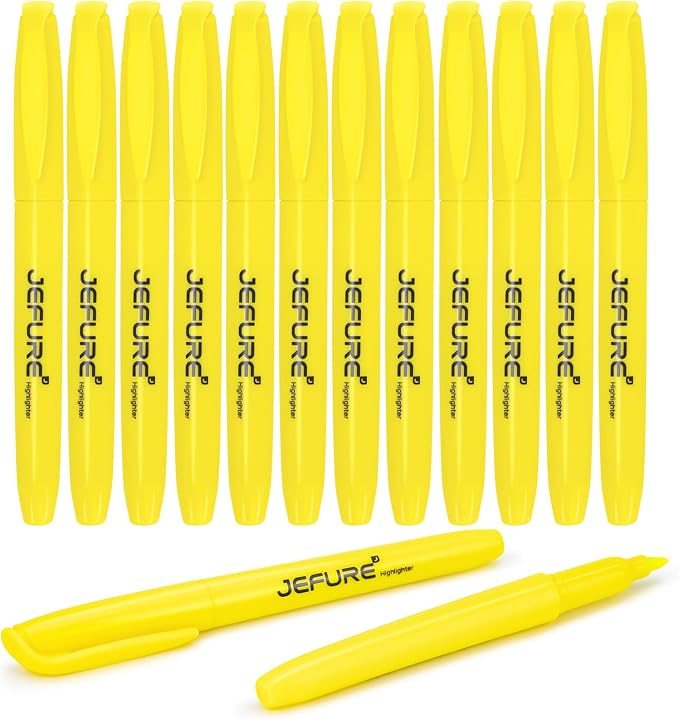 12 Pcs Highlighters, Chisel Tip, Note-Taking, Teacher & Student Supplies by JEFURE