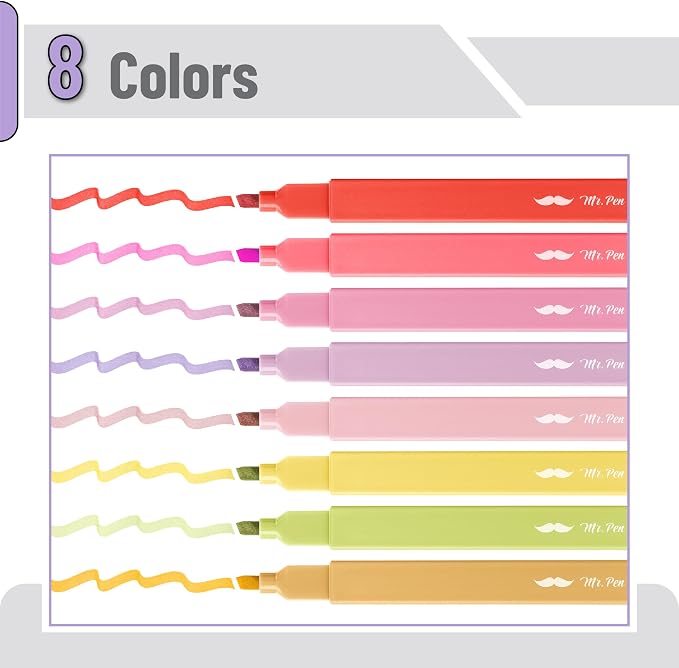 Mr. Pen- Aesthetic Highlighters No Bleed, 8 Pack, Cute Highlighters Assorted - Image 2
