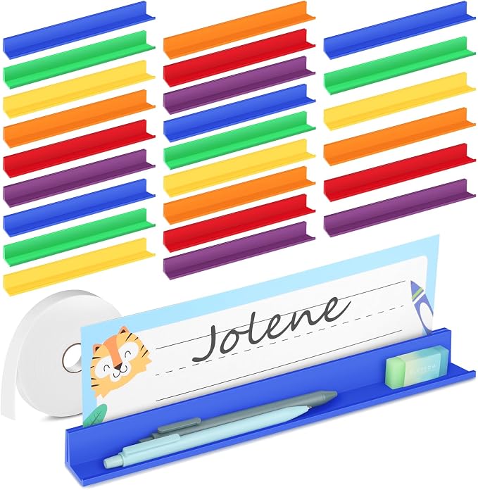 MJOGGOTT 24 Pcs Classroom Desk Name Plates Holder Index Cards Storage, School by MJOGGOTT