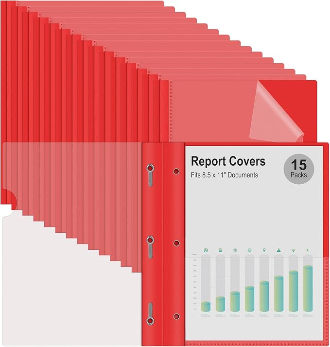 Ndsox 15 Packs Clear Front Report Covers by NDSOX
