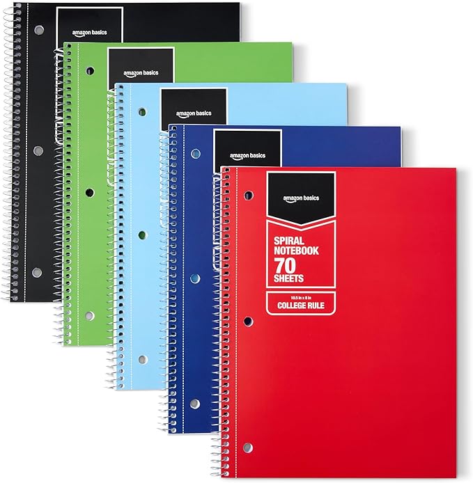 Amazon Basics College Ruled Spiral Notebook, by AmazonBasics