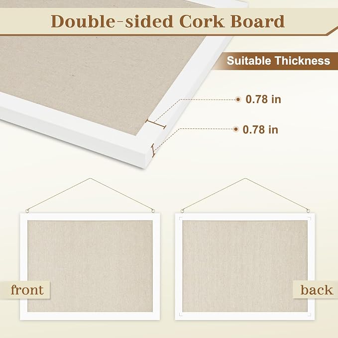2-Pack Double-Sided Wood Framed Cork Board - Image 3