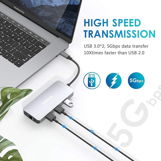 USB C Adapters for MacBook Pro/Air,Mac Dongle with 3 USB Port,USB C to HDMI, USB C to RJ45 Ethernet,MOKiN 9 in 1 USB C to HDMI Adapter,100W Pd Charging, USB C to SD/TF Card Reader USB C Hub-DeskLoop Office