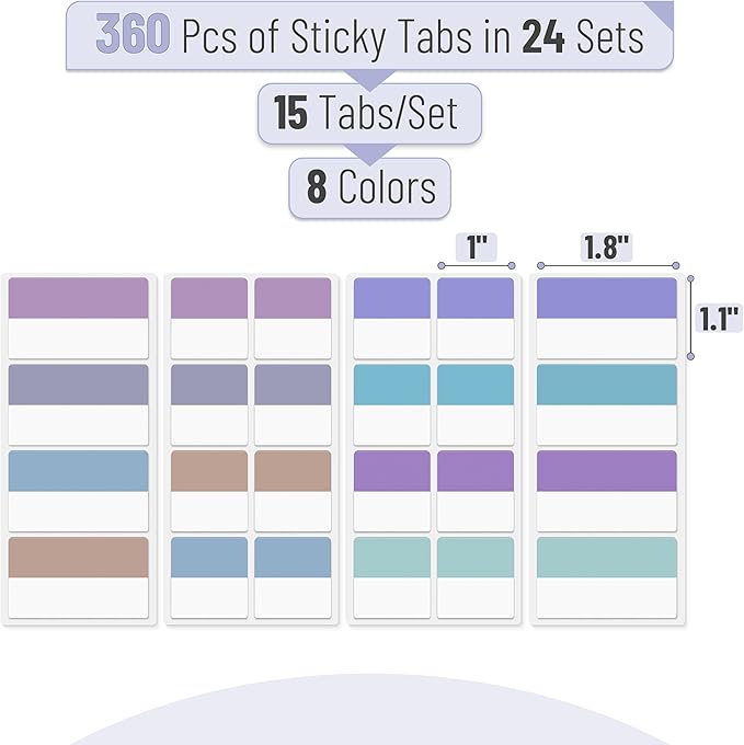 Mr. Pen- Sticky Index Tabs, 360 Pcs, Pastel Sticky Tabs for Notebooks, Page Markers, Page Tabs for Binders, Page Tabs Sticky Tabs for Books, Notebook Tabs, Book Sticky Tabs for Notebooks-DeskLoop Office