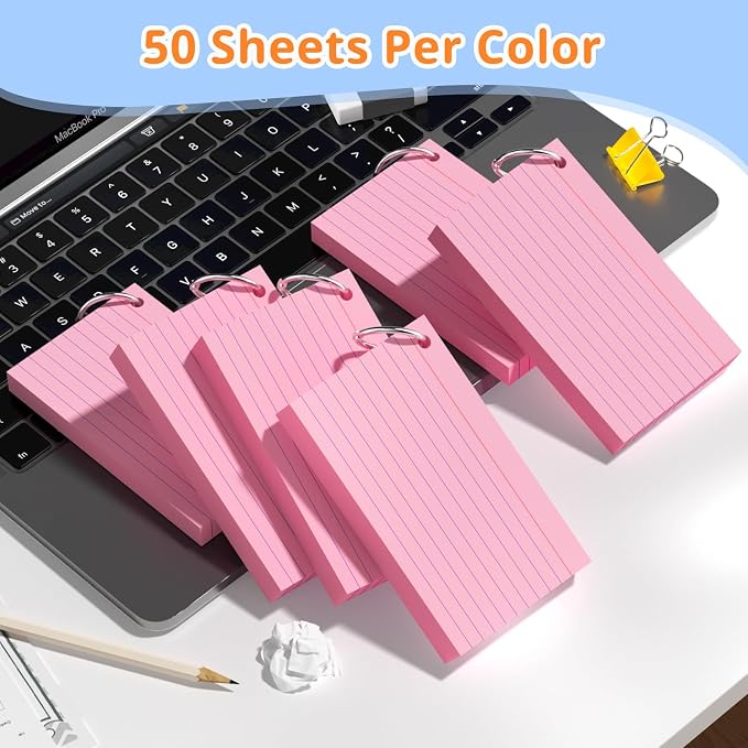 Index Cards 3x5 Inches, Punched Lined Study Card Ruled Flashcards Notecards - Image 4