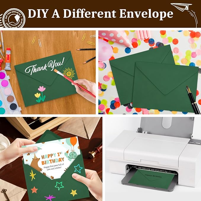 200 Pack Dark Green A7 Envelopes, Christmas Greeting Card Envelopes Self Seal - Image 6