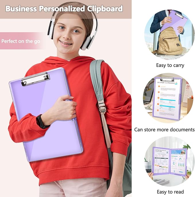 SFLHHDM Clipboard with Storage, Heavy Duty Clip Boards 8.5x11 with 2 Storage - Image 7
