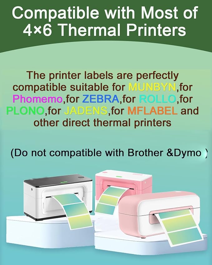 2.25 x 1.25 Thermal Labels, Self-Adhesive Address Shipping Barcode Thermal Stickers,Thermal Printer Labels Compatible with Rollo & Zebra & MUNBYN, 800 Labels for Printer, Gradient Green-DeskLoop Office