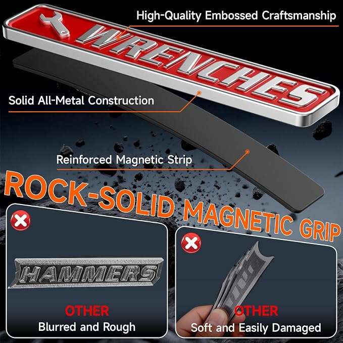 12 PCS Metal Magnetic Tool Box Labels, Embossed Tool Box Labels Magnet - Image 3