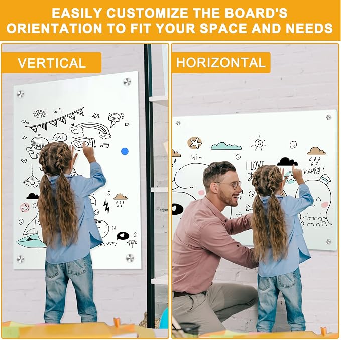 H-Qprobd Glass White Board for Wall Dry Erase Board 48" x 32" Magnetic - Image 6