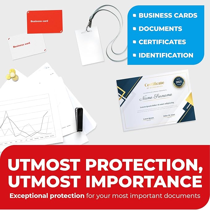 3MIL Thermal Laminating Sheets (150 Count) Letter Size, Photo, Card, Notecard, ID Badge and Business Card Sizes, Laminating Pouches, Compatible with Laminators, Crystal Clear Laminated Finish-DeskLoop Office