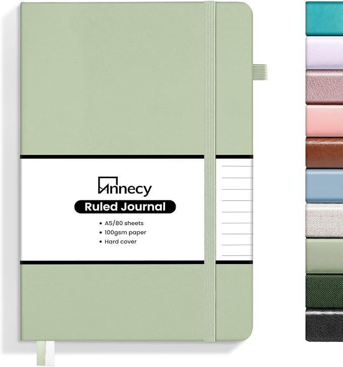 Annecy Lined Journal Notebook, Hardcover Leather Journal by Annecy