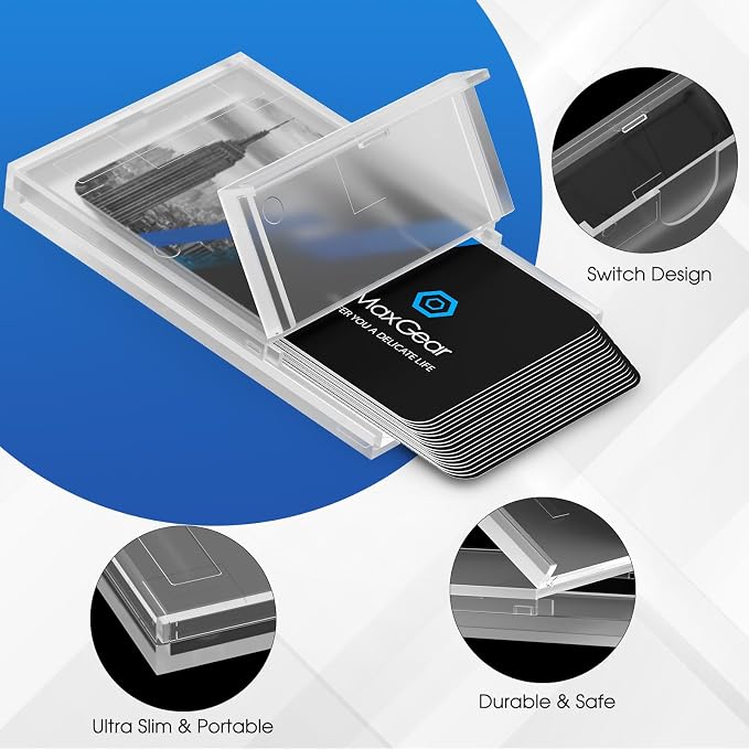 MaxGear Plastic Business Card Holder 3 Pack | Slim Portable Clear Business Card - Image 4