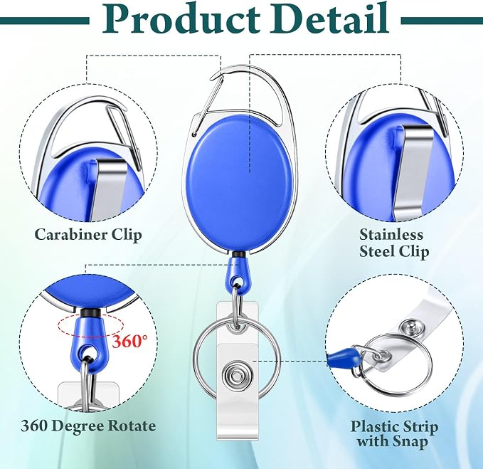 Honoson 50 Pcs Heavy Duty Retractable Badge Reels Batch ID Badge Holder - Image 3
