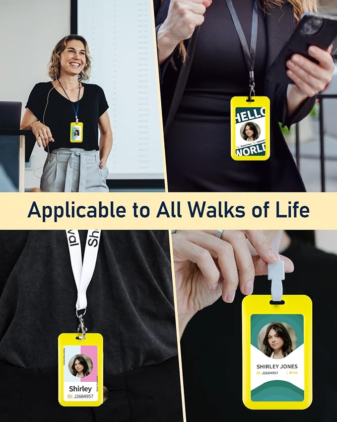 Uniclife 3 Pack Sliding ID Badge Holder Vertical Hard Plastic Case - Image 5