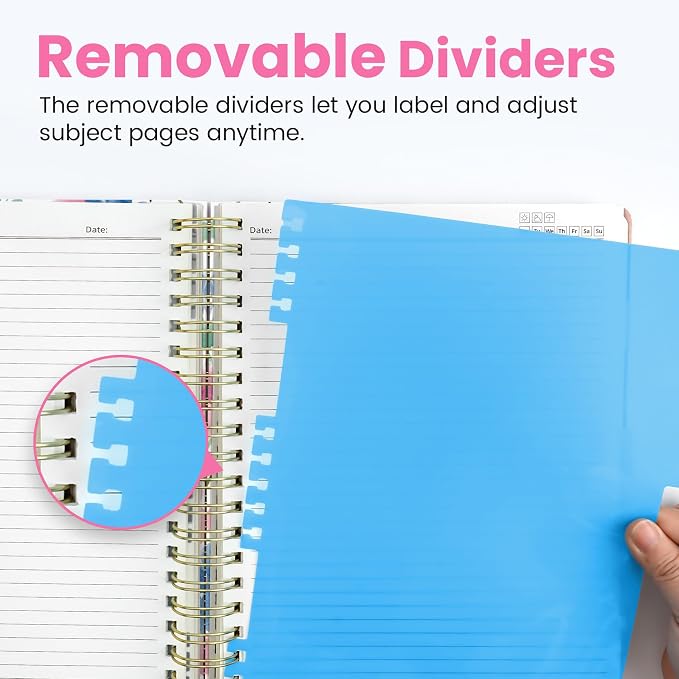 Large Lined Spiral Journal for Women Cute Hardcover 5 Subject Notebook for Work - Image 4